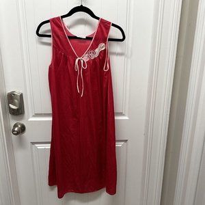 Vintage Lorraine Nightgown Nylon Red Applique Shorty Sexy Size Small